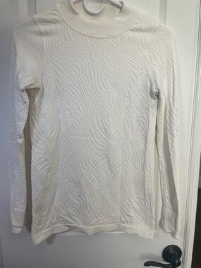 SPANX Ivory Textured Long Sleeve Pullover